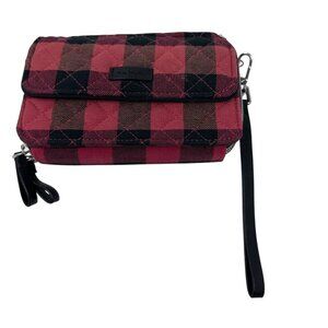 Vera Bradley Plaid Wristlet Wallet With Dual Zipper & Detachable Strap